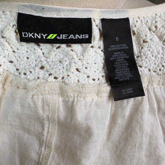 Vintage Late 90s/Y2K DKNY Jeans Cotton Crochet Peasant Blouse - Picture 13 of 15